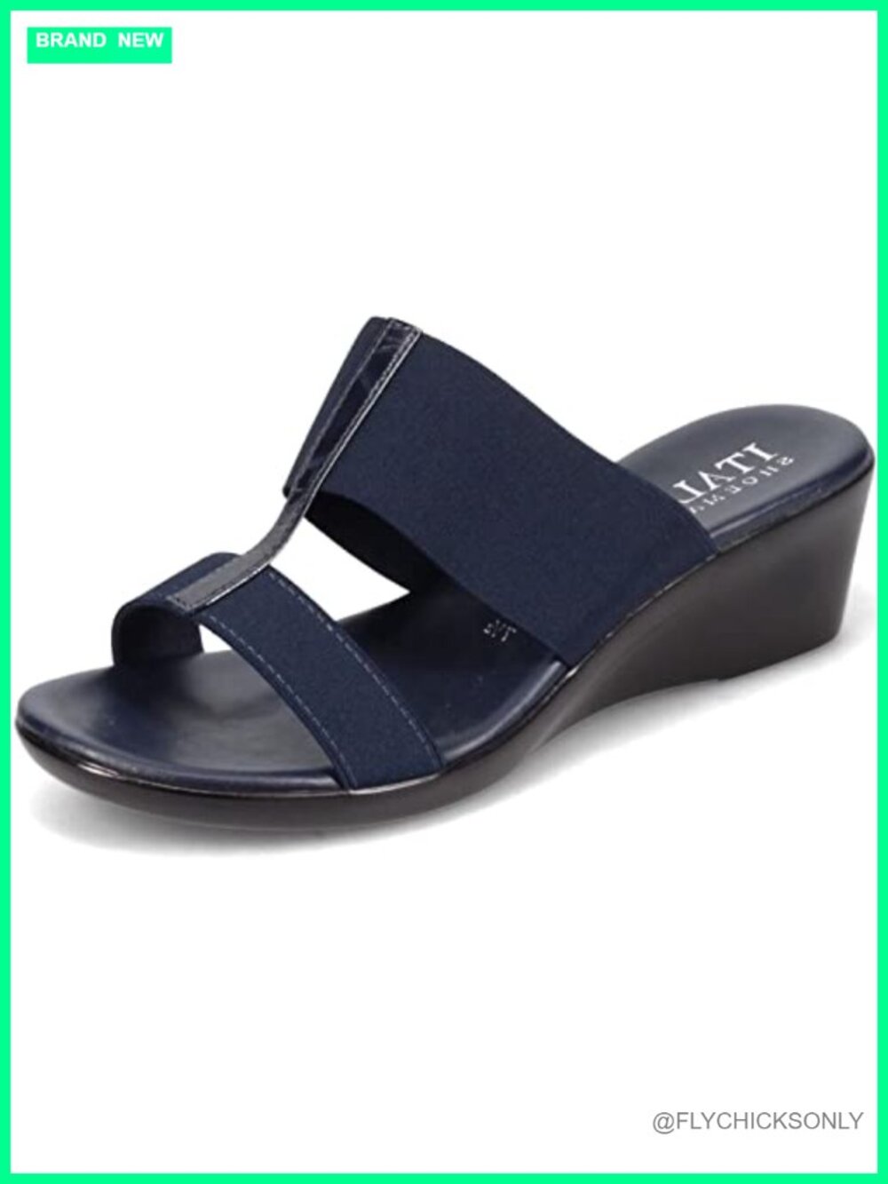 ITALIAN Shoemakers Sadey Stretch Fabric Elastic H Strap Wedge Sandals